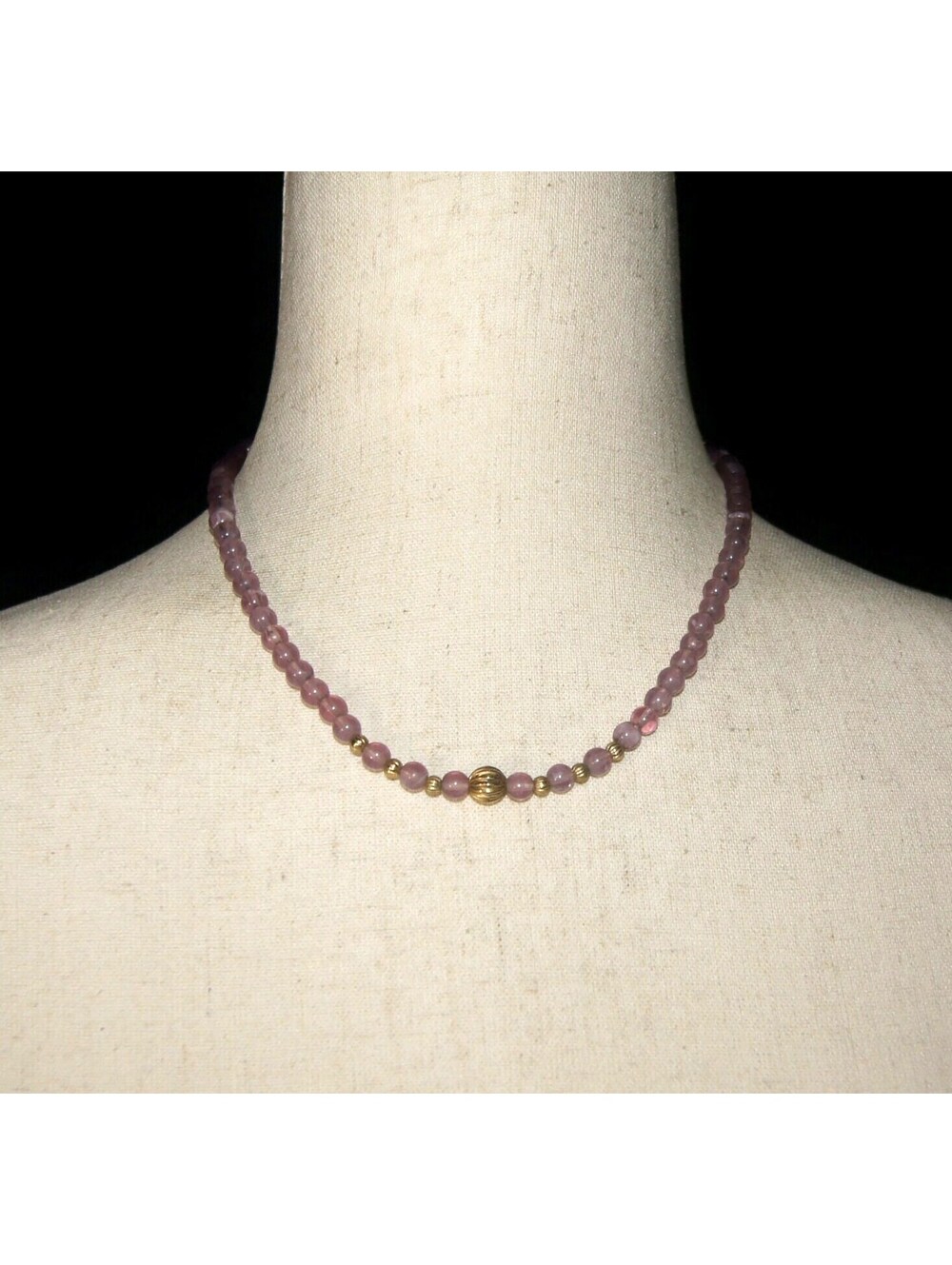 Vintage Gold Tone and Light Purple Lucite Beaded Necklace.